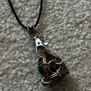 Silver and Green Dice Puzzle Necklace